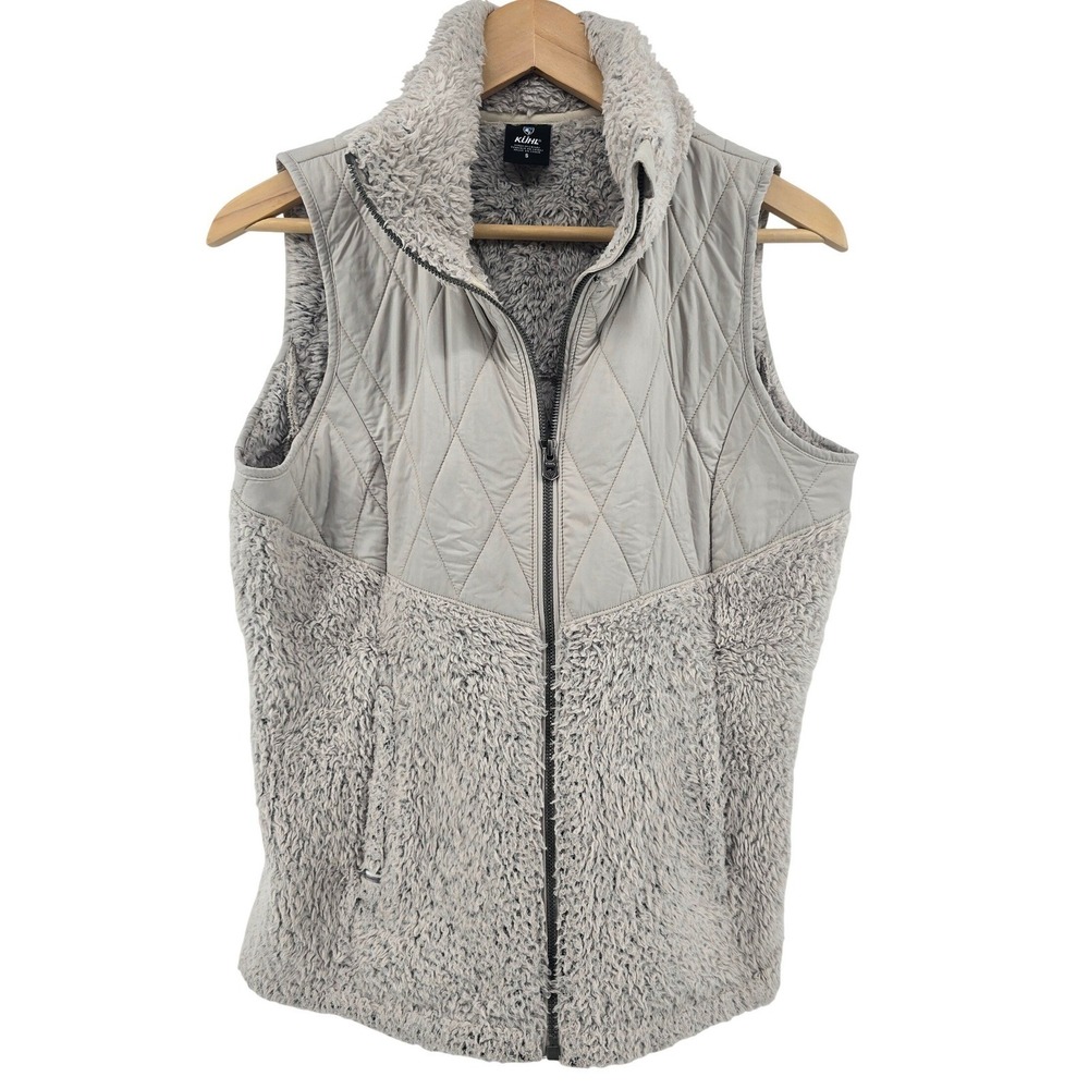 KUHL Flight Vest Womens Small Silver Gray Fleece Quilted Full Zip Style‎ 4443